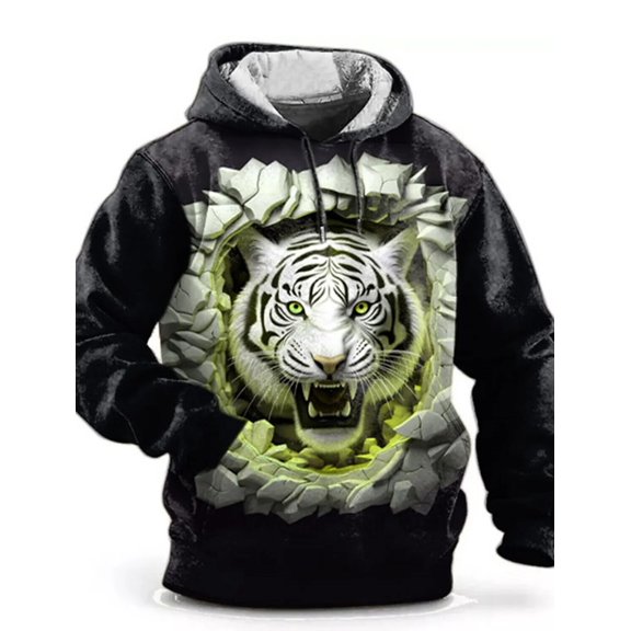 Men's Fashion Spring and Autumn Hoodie Graphic Lion3D Printed Hoodie Unisex Harajuku Street Leisure Sports Hoodie