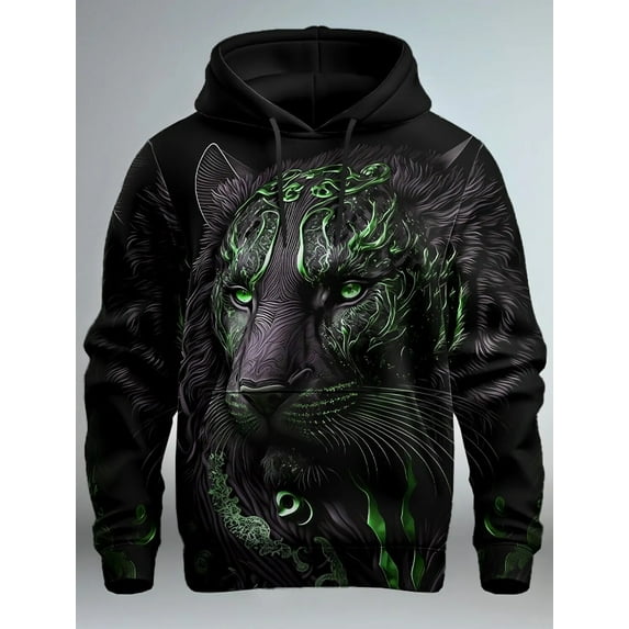 Men's Fashion Spring and Autumn Hoodie Graphic Lion3D Printed Hoodie Unisex Harajuku Street Leisure Sports Hoodie