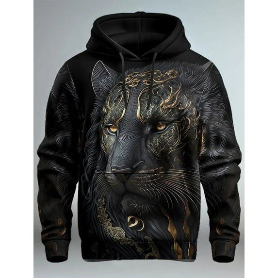 Men's Fashion Spring and Autumn Hoodie Graphic Lion3D Printed Hoodie Unisex Harajuku Street Leisure Sports Hoodie