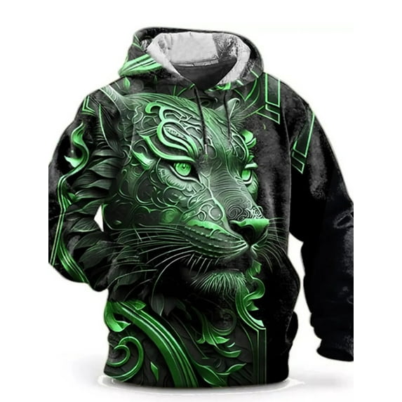 Men's Fashion Spring and Autumn Hoodie Graphic Lion3D Printed Hoodie Unisex Harajuku Street Leisure Sports Hoodie