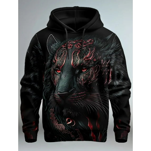 Men's Fashion Spring and Autumn Hoodie Graphic Lion3D Printed Hoodie Unisex Harajuku Street Leisure Sports Hoodie