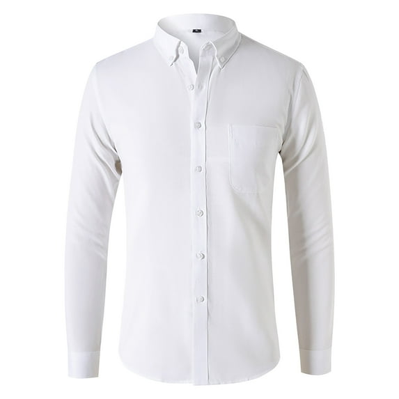 Men's Fashion Spring and Summer Casual Long Sleeved Lapel Solid Color Men Shirt