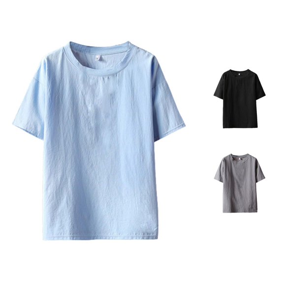 Men's Fashion Spring and Summer Casual Short Sleeve Round Neck Solid Color Tennis Tee Top with Breathable Comfort for Everyday Wear