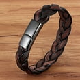 thumbnail image 1 of Men's Fashion Stainless Steel Leather Bracelet, 1 of 2