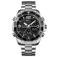 thumbnail image 1 of Men's Fashion Stainless Steel Watches Date Waterproof Chronograph Wristwatches,Stainsteel Steel Band Waterproof Watch, 1 of 6