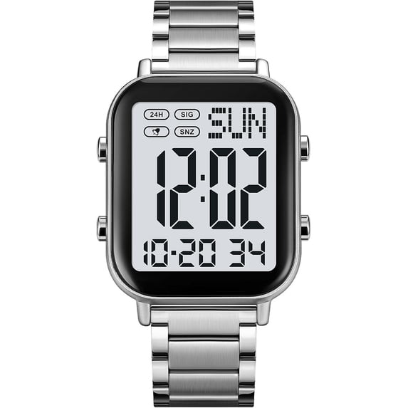 Men's Fashion Stainless Steel Watches Easy-Read Luminous Date Waterproof Chronograph Wristwatches