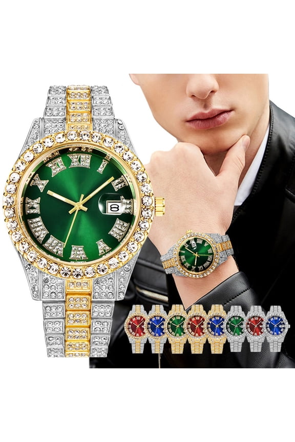 Men's Fashion Stainless Steel Wrist Watch, Classic Crystal Dress Watch, Casual Quartz Analog Timepiece, Water Resistant, Adjustable Metal Band Stylish Finds for Less