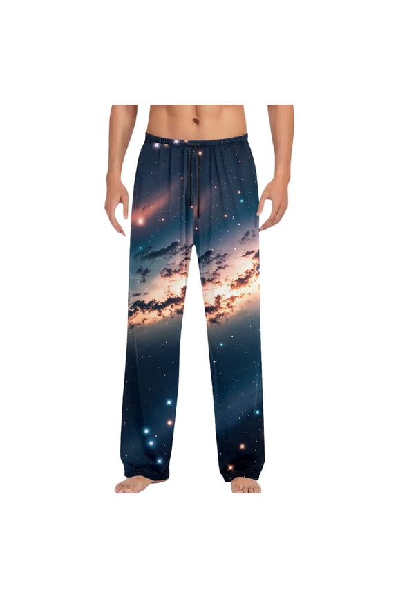 Men's Fashion Star Theme Printed Long Drawstring Trousers