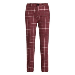 QWANG Men s Fashion Stretch Dress Pants Slim Fit Plaid Pants Business Suit Pants Casual Golf Pants Walmart