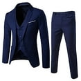 thumbnail image 1 of Men's Fashion Suit Jacket + Vest + Suit Pants Three-piece Suit(Navy,L), 1 of 6