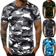 thumbnail image 1 of Men's Fashion Summer T-Shirt Short Sleeve Shirt with Motif Round Neck Slim Camouflage T-shrit, 1 of 2