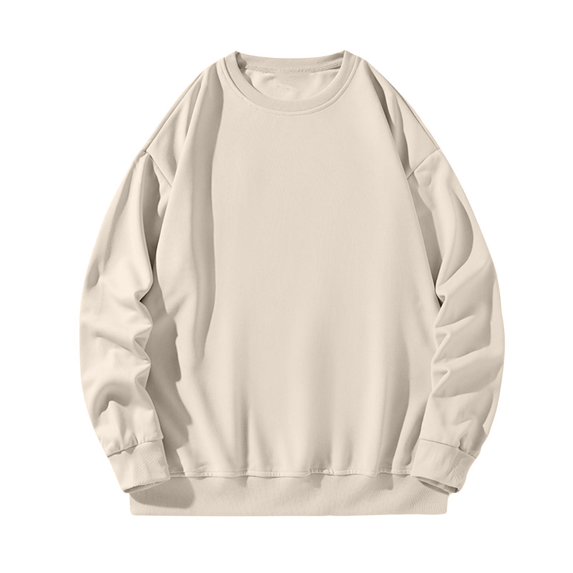 Men's Fashion Sweatshirts 2025 Khaki Leisure Pull Down Shoulder Solid Color Long Sleeve Plus Size S