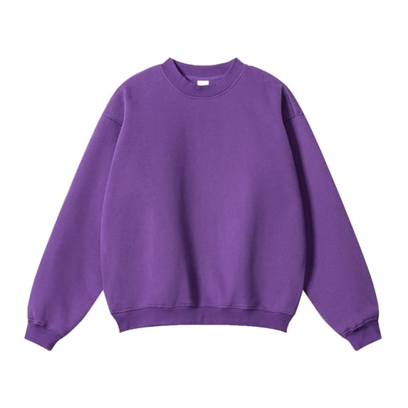 Men's Fashion Sweatshirts 2025 Purple Long Sleeved Pullover Solid Color Loose Plus Size M