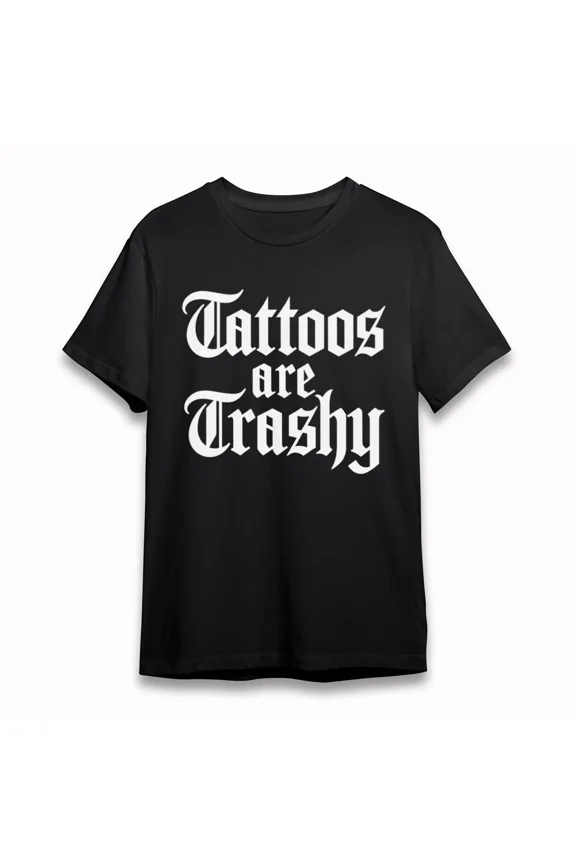 Men's Fashion T-Shirt Tattoos Trashy Statement Tee Short Black Cotton Oversize