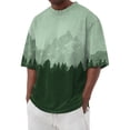 thumbnail image 1 of Men's Fashion T-Shirts Graphic Tees Mountain Views Print Tee for Men Dark Green S, 1 of 6