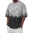 thumbnail image 1 of Men's Fashion T-Shirts Graphic Tees Mountain Views Print Tee for Men Grey S, 1 of 6