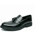 thumbnail image 1 of Men's Fashion Tassel Low Heel Leather Loafers Comfort Round Toe Lug Sole Slip-On Casual Shoes Business Office Non-Slip Dress Shoes, 1 of 10