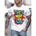 thumbnail image 1 of Men's Fashion They Not Like Us Letter Print Short Sleeve T-Shirt Tee 100% Heavy Cotton - Comfortable Crew Neck, Soft Tees Casual Tops, 1 of 5