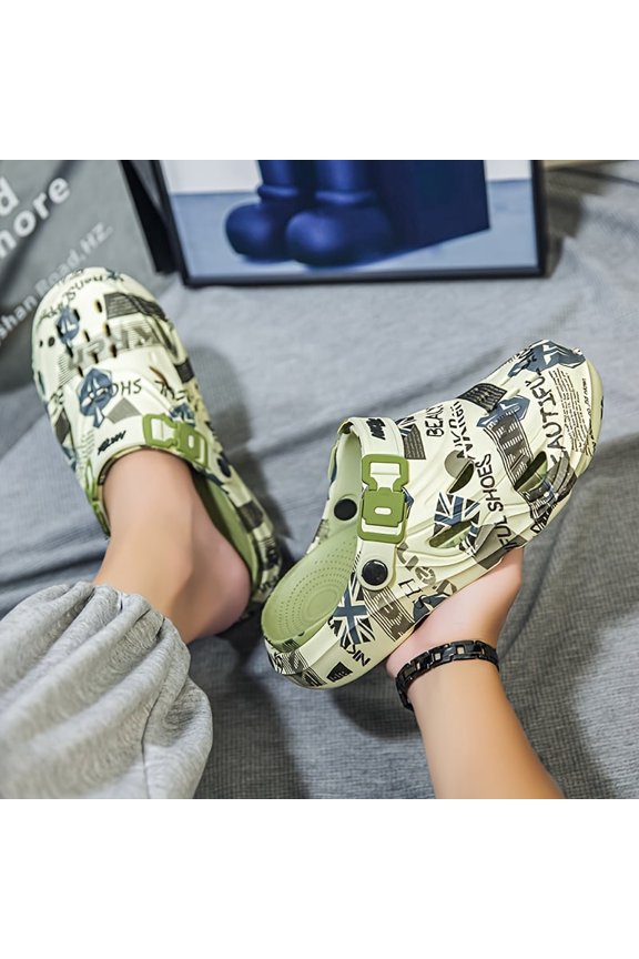 Men's Fashion Thick-Sole EVA Slip-On Shoes, New Design - Breathable Hollow Sandals with Soft Insole for Outdoor Comfort