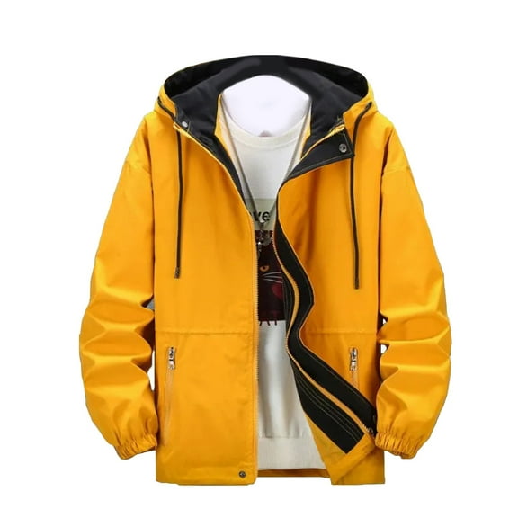 Men's Fashion Tooling Coat, Casual Hat Style Jacket for Leisure Wear and Daily Errands in Fall and Winter Seasons,Yellow,8XL