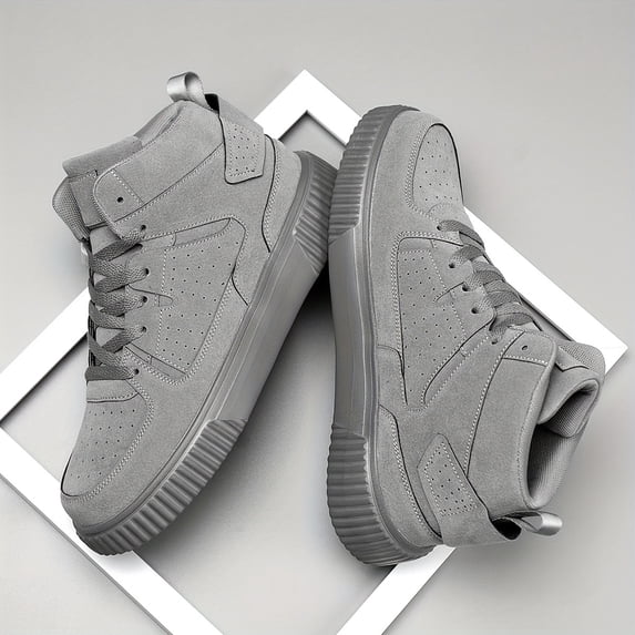 Men's Fashion Trend Solid Color Spliced Versatile Comfortable Breathable Minimalist Flat Shoes, Outdoor High-Top Soft-Sole Casual Sneakers, Couple Shoes