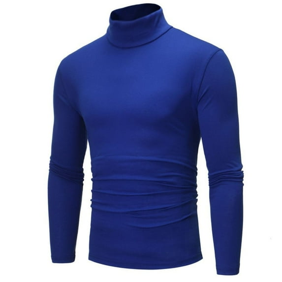 Men's Fashion Turtleneck T-Shirts Long Sleeve Pullover Sweater Basic Designed Undershirt Slim Fit Top