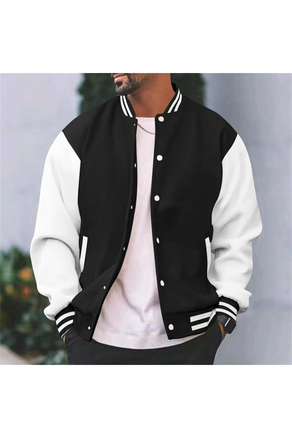 Men's Fashion Varsi Slim Fit Casual Letterman Baseball Jacket Classic College Style Outerwear