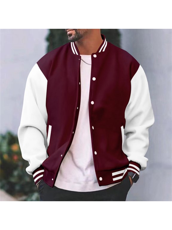 Men's Fashion Varsi Slim Fit Casual Letterman Baseball Jacket Classic College Style Outerwear