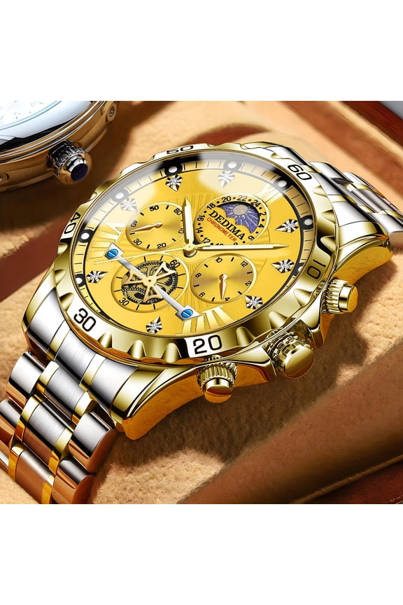 Men's Fashion Watch Men's Business Student Luminous Waterproof Flywheel Quartz High-end Men's Quartz Watch Trendy Men's Wristwatch