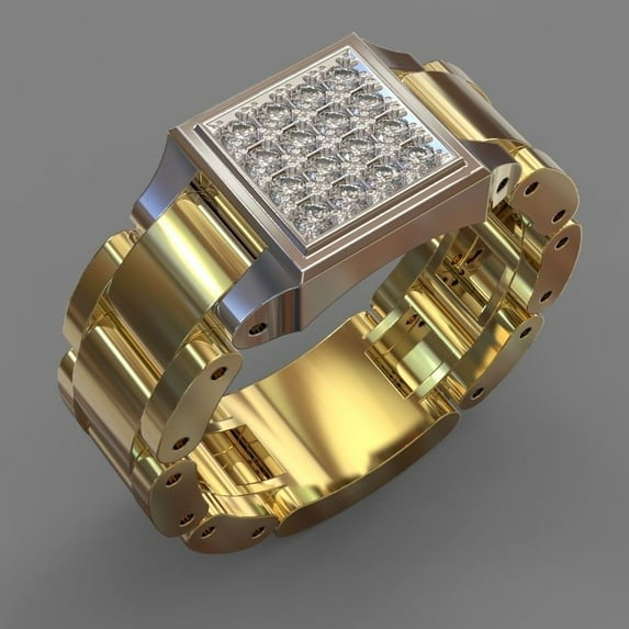 Men's Fashion Zirconium Diamond Strap Hip-hop Ring