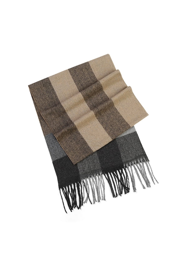 Men's Fashionable British Plaid Versatile Scarf Winter Warm Tassel Shawl