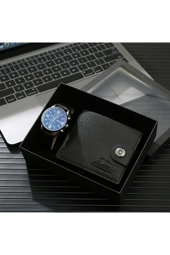 Men’s Fashionable Business Gift Set | High-End Luxury Wallet & Watch | Father’s Day Special | Stylish Hand Gift Set for Professionals | Quality Materials | Elegant Pack | 2 Pieces