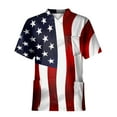 thumbnail image 1 of Men's Fashionable Button-Down Polo Shirt, Patriotic Stars Print with Stretch Collar for Active Lifestyles ,Wine 5XL, 1 of 3