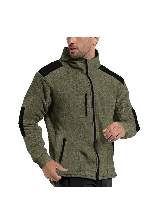 Men's Fashionable Casual Jacket, Long Sleeve Lapel Zipper Design for Daily Wear and Urban Outings in Cool Seasons,Army Green,2XL