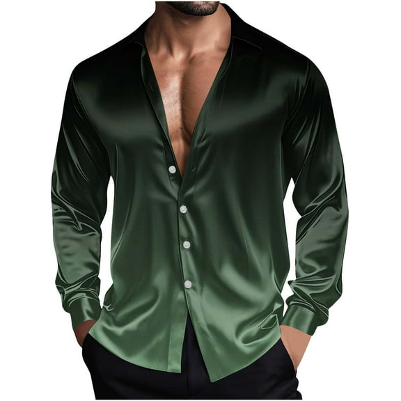 Men's Fashionable Personality Dancing Party Vintage Solid Color Casual Long Sleeve Turndown Collar Blouse Shirt