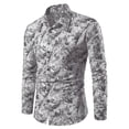 thumbnail image 1 of Men's Fashionable Shirt Casual Floral Long Sleeve Lapel Open Button Men's British Style Shirt, 1 of 2