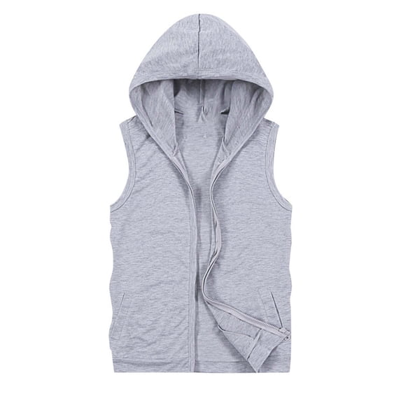 Men's Fashionable Solid Color Pocket Sleeveless Hooded Zipper Jacket With Pocket Everyday Shirts Workout Tops Shirts For Men Fashion Gifts For Men