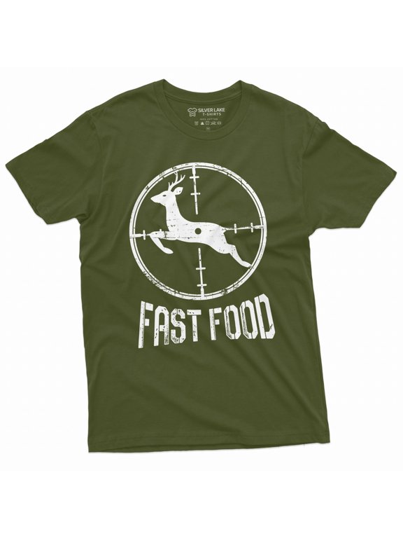 Men's Fast Food Hunting Deer Running Father's Day Gift Idea T-Shirt, Size S-5XL