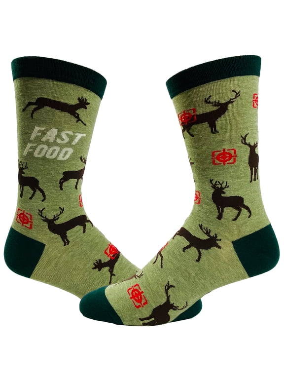Men's Fast Food Socks Funny Deer Hunting Buckshot Sarcastic Novelty Footwear