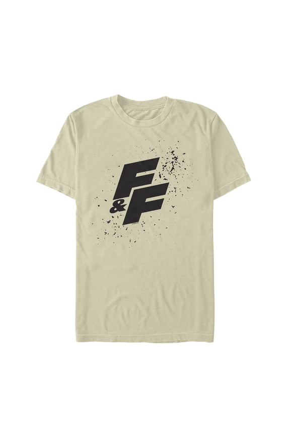 Men's Fast & Furious FF Splatter Logo  Graphic Tee Beige Large