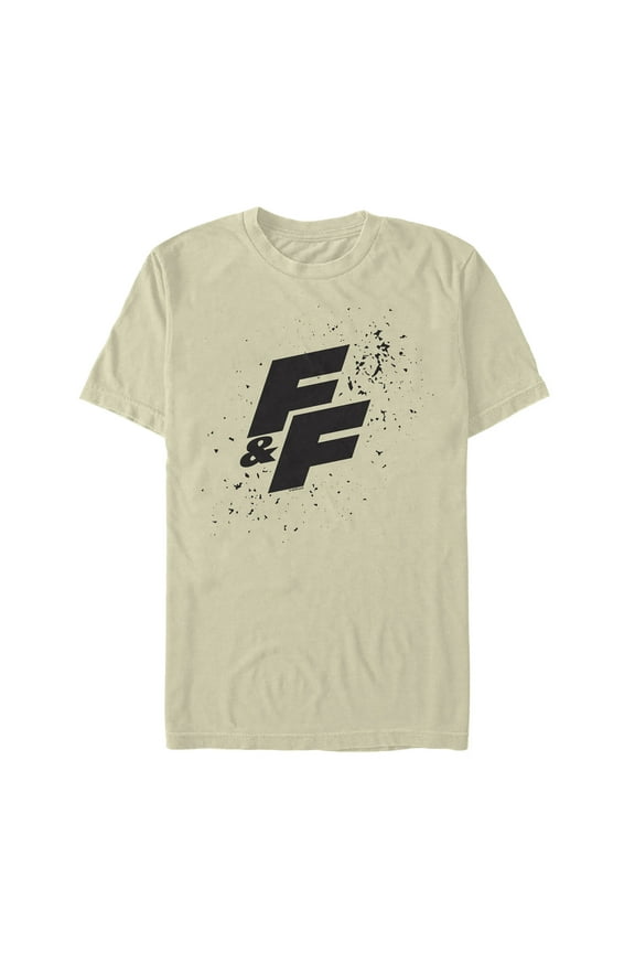 Men's Fast & Furious FF Splatter Logo Graphic Tee Beige Small