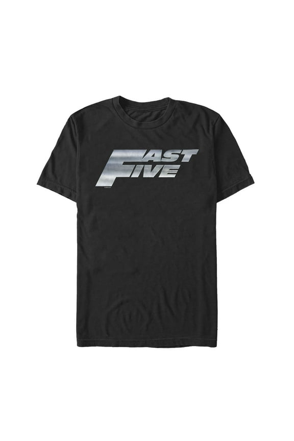 Men's Fast & Furious Fast Five Metal Logo Graphic Tee Black Small