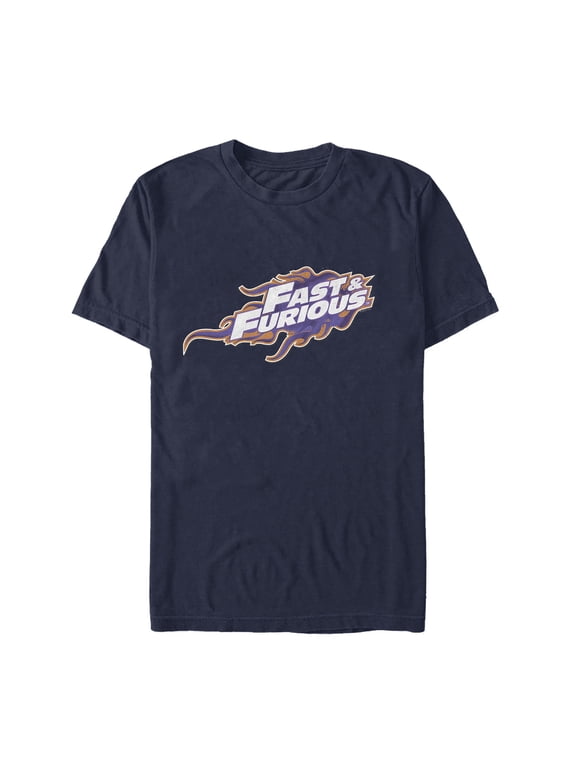 Men's Fast & Furious Flame Logo Graphic Tee Navy Blue Medium