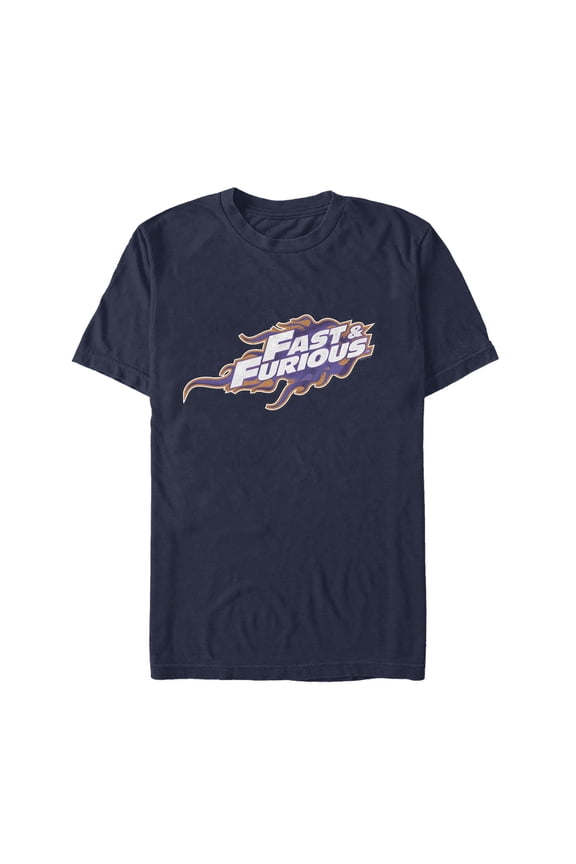 Men's Fast & Furious Flame Logo  Graphic Tee Navy Blue Medium