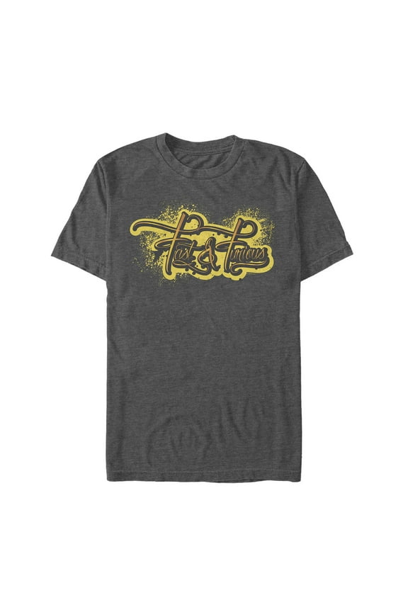 Men's Fast & Furious Spray Paint Logo Graphic Tee Charcoal Heather Medium