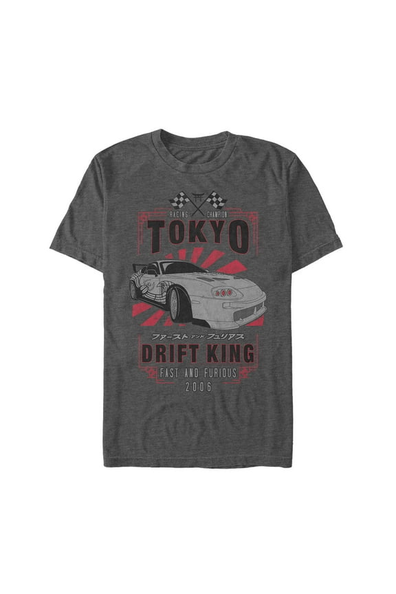Men's Fast & Furious Tokyo Drift King Graphic Tee Charcoal Heather 2X Large