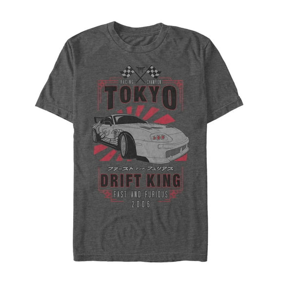 Men's Fast & Furious Tokyo Drift King Graphic Tee Charcoal Heather Small