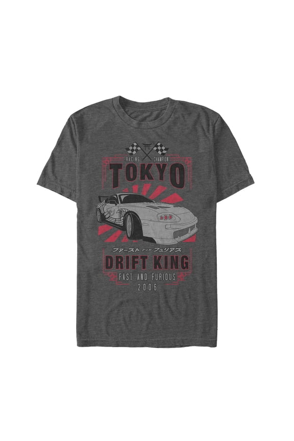 Men's Fast & Furious Tokyo Drift King Graphic Tee Charcoal Heather Small