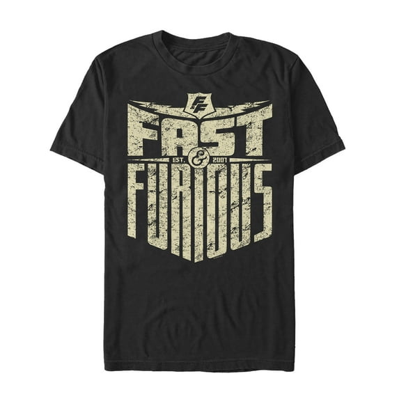 Men's Fast & Furious Vintage Title Graphic Tee Black Medium