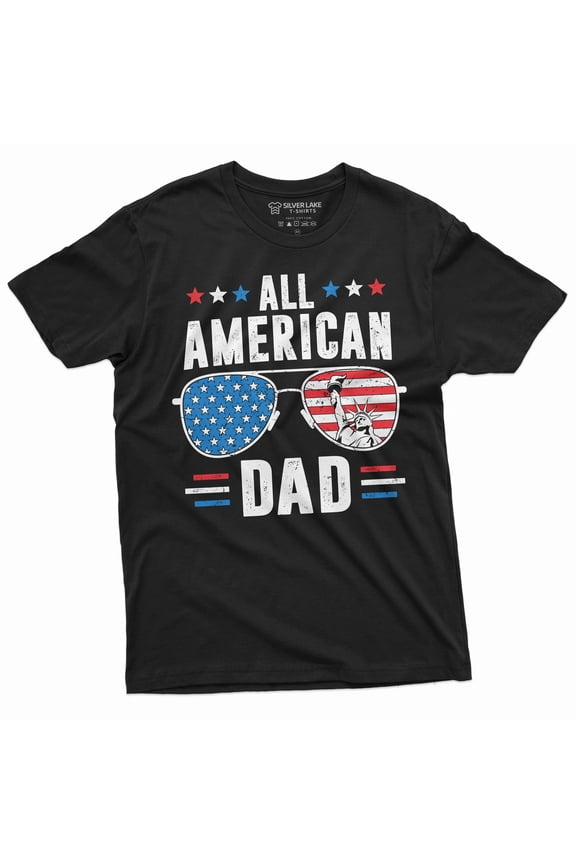 Men's Father's Day 4th of July All American dad T-shirt Patriotic USA American father Daddy Gift Tee (5X-Large Black)